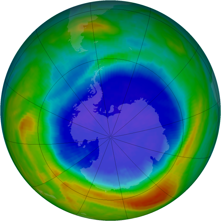 Antarctic ozone map for 22 September 1990